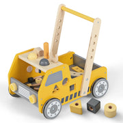 Passeggino per bambini 2-in-1 con attrezzi regolabili e spazio di stoccaggio inferiore, Girello per bambini Giallo