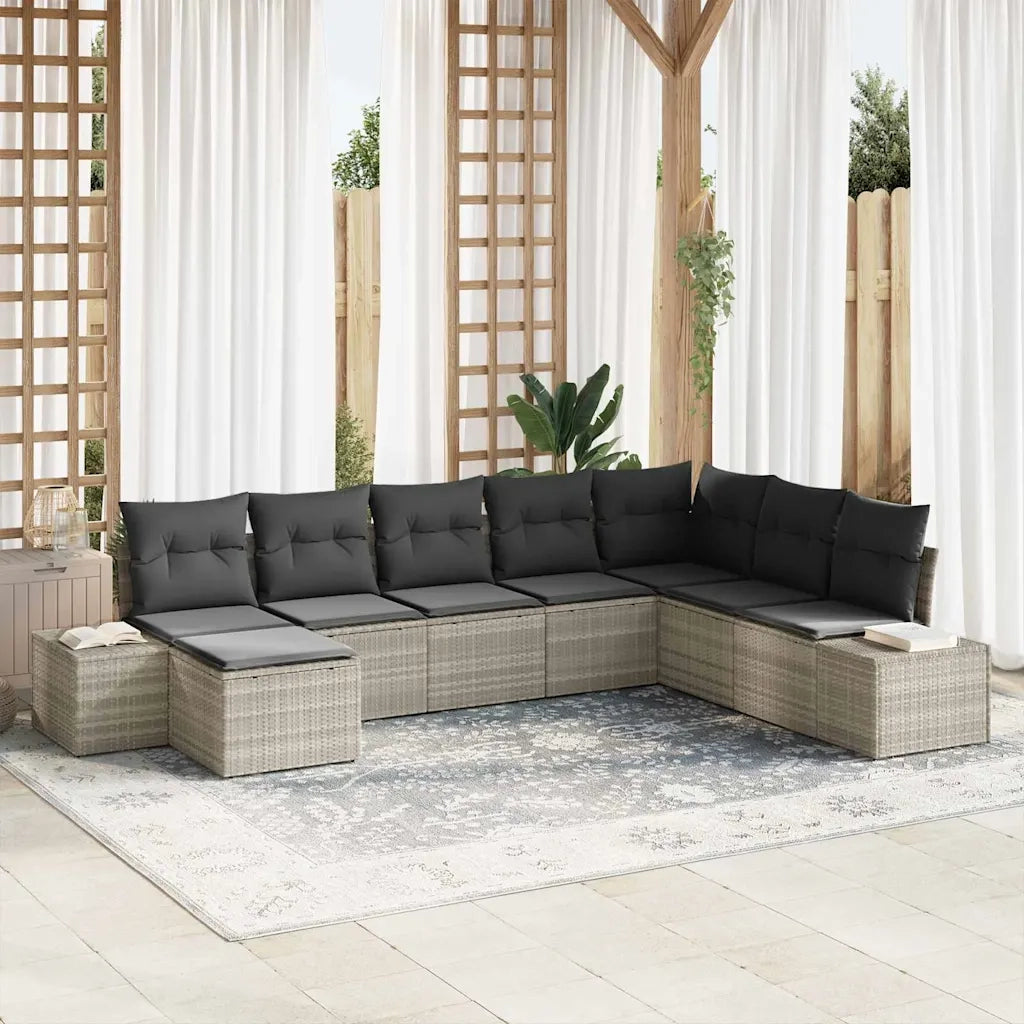 Set Divano da Giardino 8 pcs Grigio chiaro polyrattan 3355851
