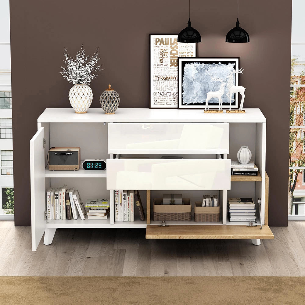 Buffet - Xylo - bianco legno spazio stoccaggio moderno