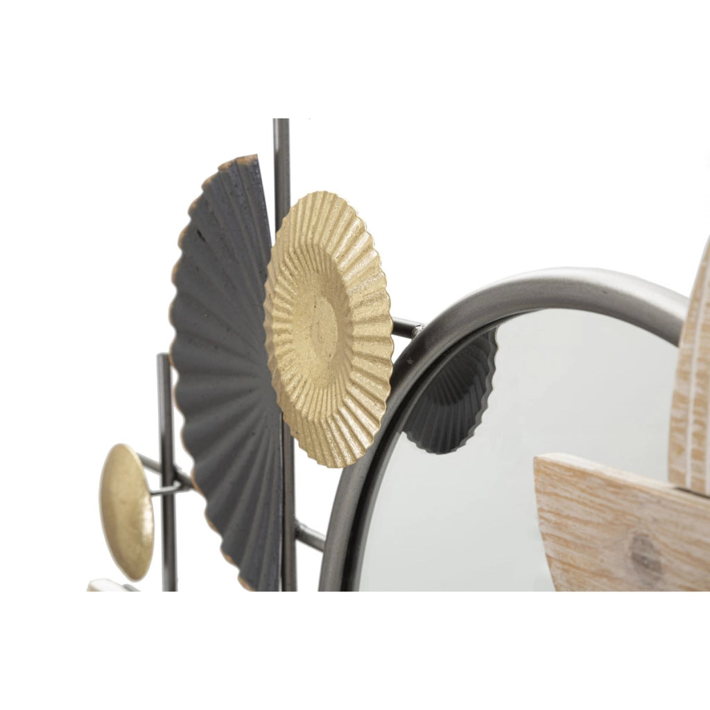 Specchio da parete Abstract orizzontale in ferro e legno