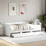 Divano Letto con Cassetti senza Materasso Bianco 90x200 cm