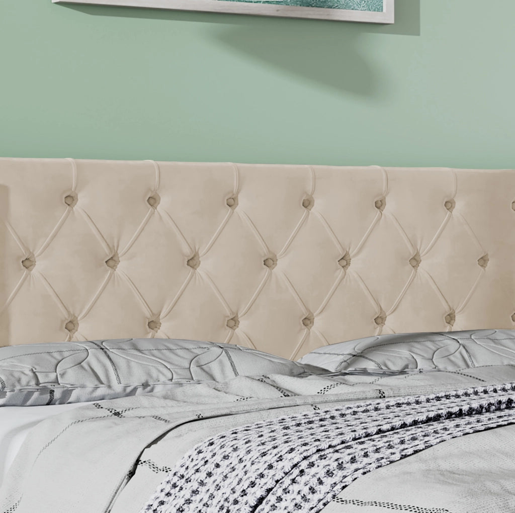 Letto matrimoniale 180x200 cm in velluto con contenitore idraulico; stile Chesterfield; beige