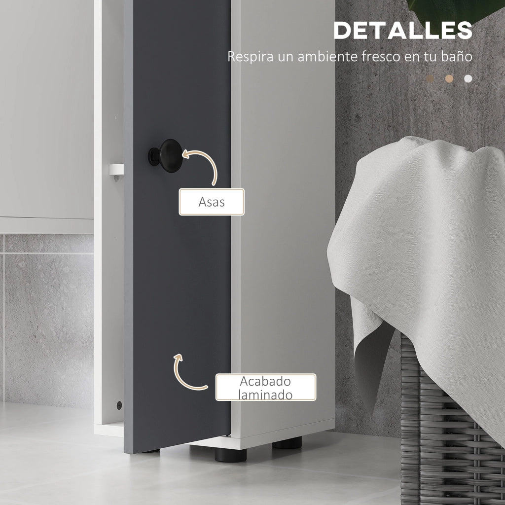 Colonna Bagno con Cassetto e Ante ¨C Zephmum ¨C Grigio 20x20x180 cm