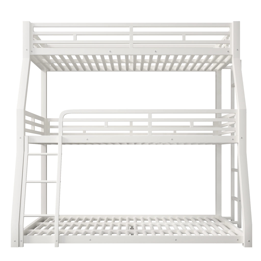 Letto a castello 90×200 cm e 120×200 cm e 140×200 cm con scala e sponde; senza materasso; metallo; bianco