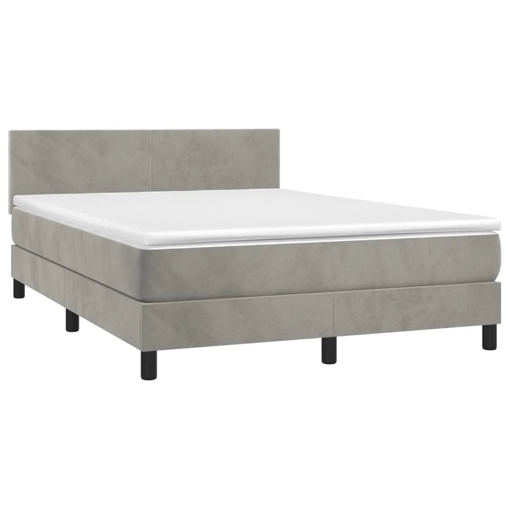 Giroletto a Molle con Materasso Grigio Chiaro 140x190cm Vellutocod mxl 75635