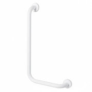Corrimano angolare di sicurezza 35x65 cm con montante a sinistra in acciaio bianco
