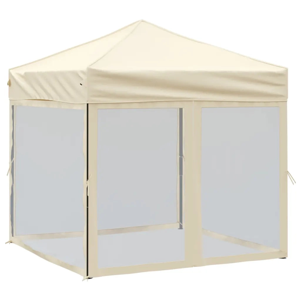 Tenda per Feste Pieghevole con Pareti Laterali-Tenda Gazebo Crema 2x2 m 449409