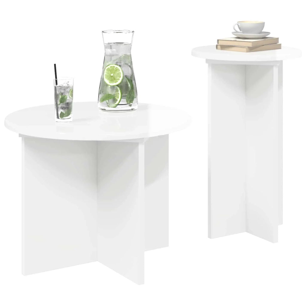 Set tavolini 2 pcs Bianco Lucido Legno ingegnerizzato 8001032
