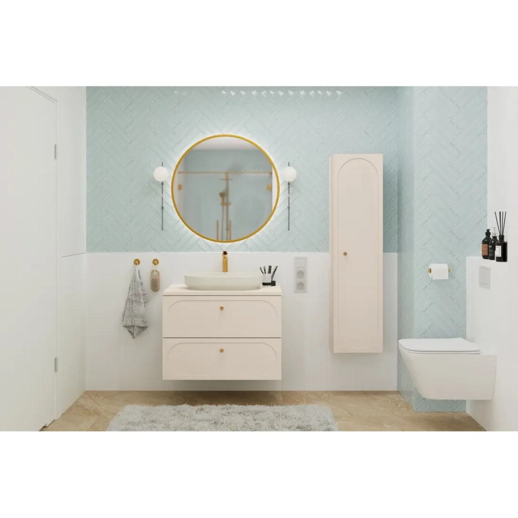 Colonna TORNADO 140 cm – Finitura sabbia – 1 porta, 4 ripiani, stile contemporaneo