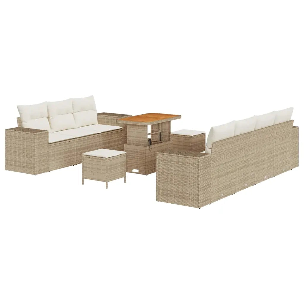 Set Divano da Giardino con cuscino 10 pcs Beige e Crema 3363921