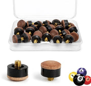 Set di riserve per biliardo, 20 pezzi, 12 mm e 13 mm, con scatola di conservazione, materiale di alta qualità in pelle sintetica, adatto a tutti i tipi di biliardo, piscina e snooker, con superficie antiscivolo per una migliore controllo dei colpi