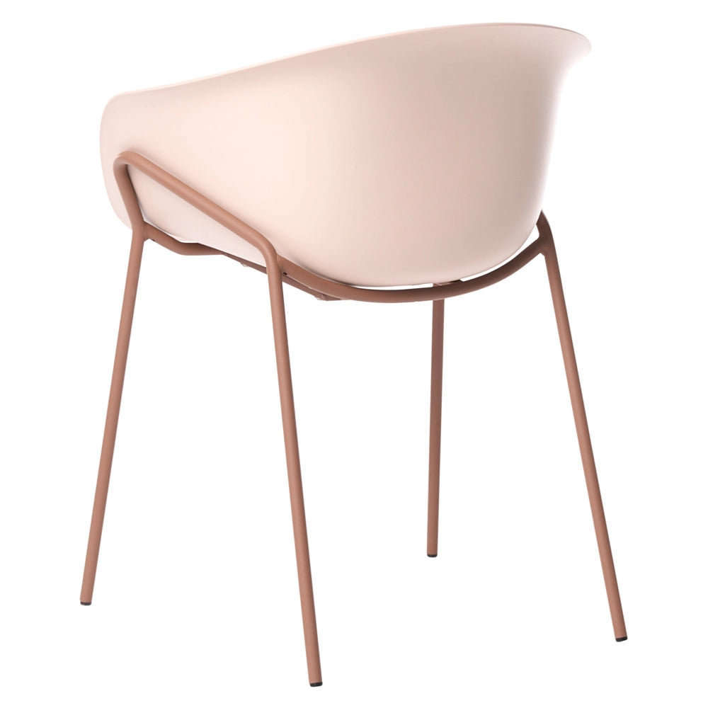 Set di 2 sedie da giardino con seduta in plastica e gambe in metallo beige e marrone resistenti alle intemperie moderne