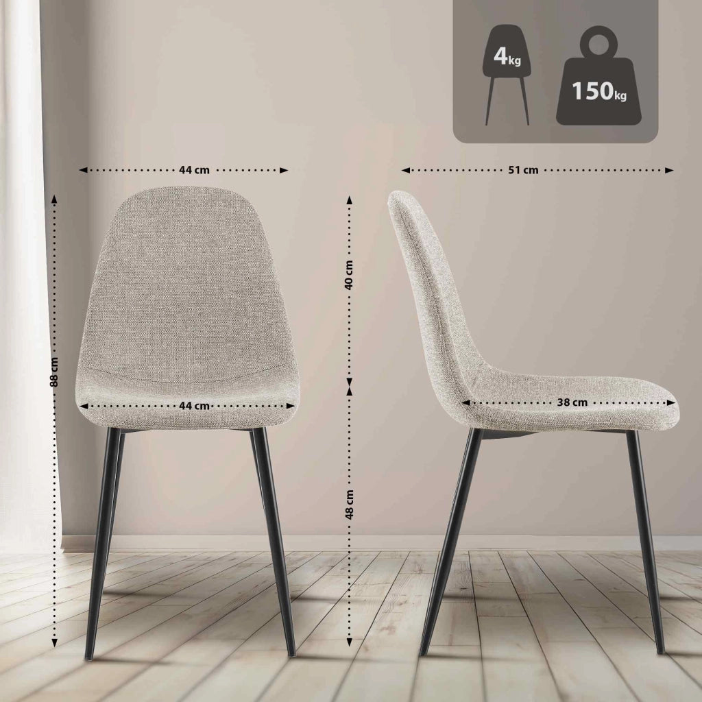 Set di 4 sedie per sala da pranzo in tessuto Napier 2