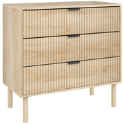 Cassettiera 3 Cassetti in Legno per Camera e Ingresso Stile Nordico, 80x40x77.5 cm, Rovere