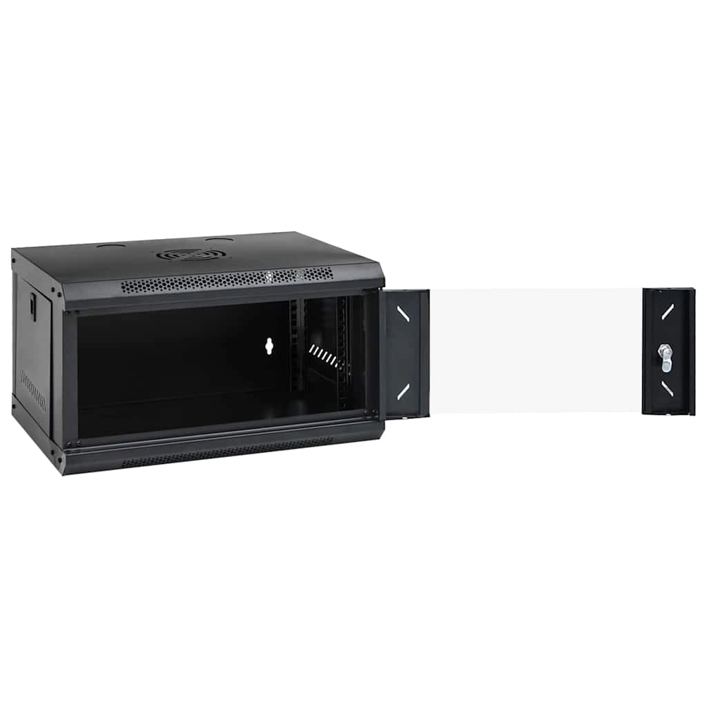Armadio di rete moderno a parete con vano portaoggetti interno 53 x 45 x 30 cm sicuro acciaio nero 02_0059076