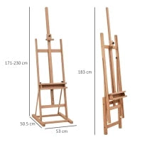 Cavalletto da Pittore Regolabile in Legno di Faggio con Vano Contenitore, 53x50.5x171-230cm