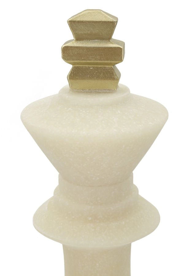 Decorazione Re Quarzy Ø13x41 cm in Resina Bianco e Oro
