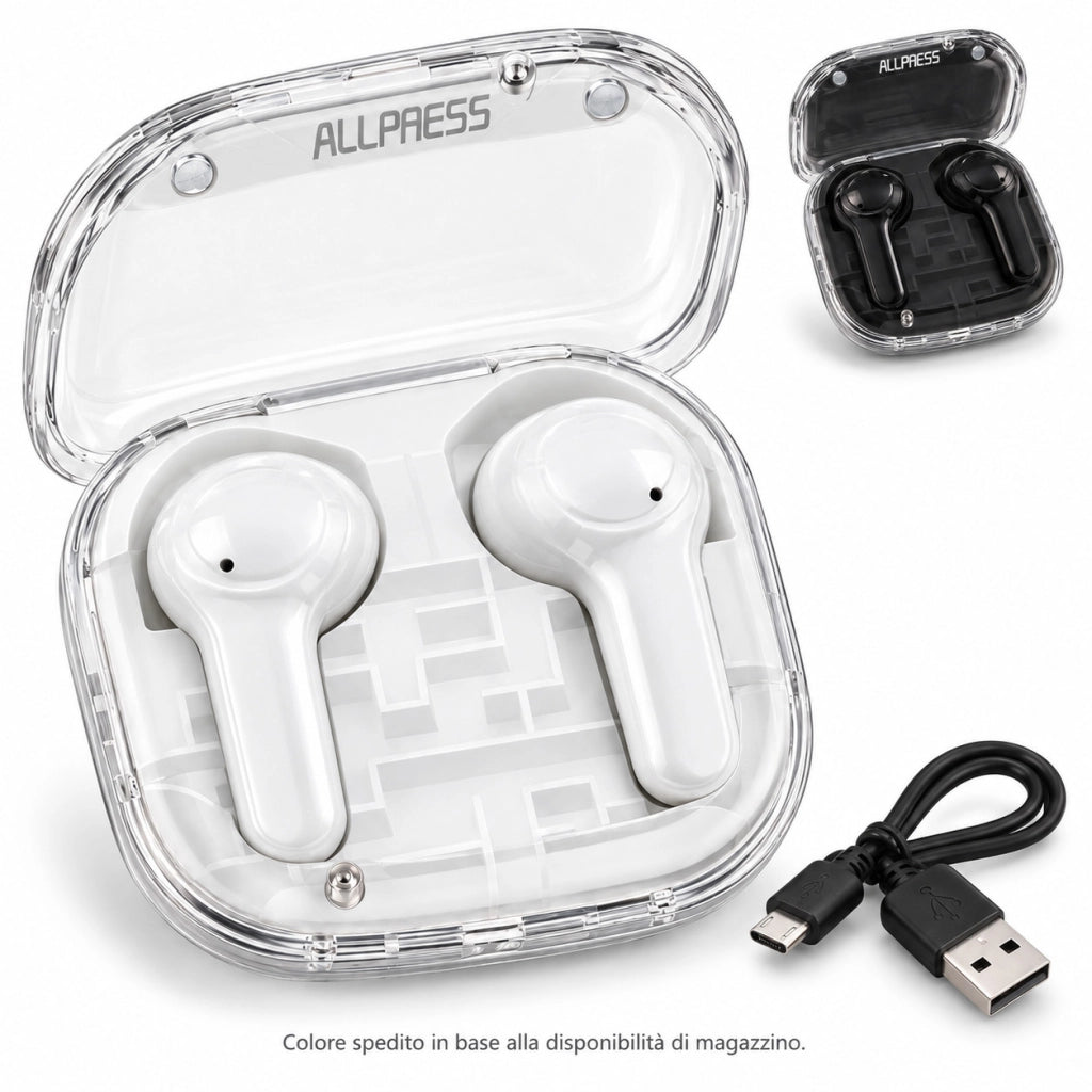 AURICOLARI SENZA FILI HI-FI STEREO 6D CUSTODIA RICARICA USB TWS SPORT AS 08601
