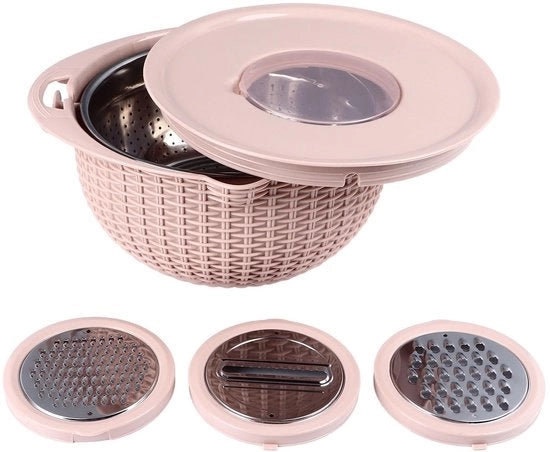 Set di miscelazione con setaccio rotante in acciaio inossidabile - 31x14cm