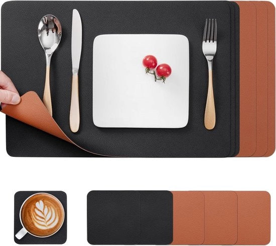 Set di 4 Tavoli Anti-Slittamento Resistenti al Calore - Adatto per Cucina Famiglia Ristorante Bar Caffè - Pulito Durevole Slipvast - Nero Marrone Set 6