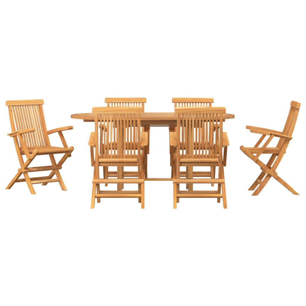 Set da Pranzo da Giardino 7 Pezzi in Legno Massello di Teak