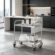 Carrello da cucina in acciaio inox cromato a 2 ripiani