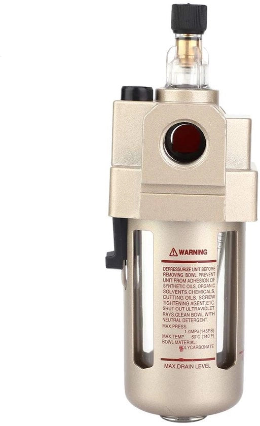 Filtro dell'aria per compressore - Filtro dell'aria per linea di aria compressa - Separatore delle esalazioni - Lega di alluminio - G3/8 - 5000 l/min Capacità di flusso - Regolatore del filtro dell'aria