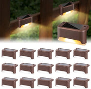 Lanterne Solari Esterne Idrorepellenti per Decorazione Giardino - Luce Stair Calda Bianca per Patio, Scale, Recinzione (Marrone) - 16 Pezzi