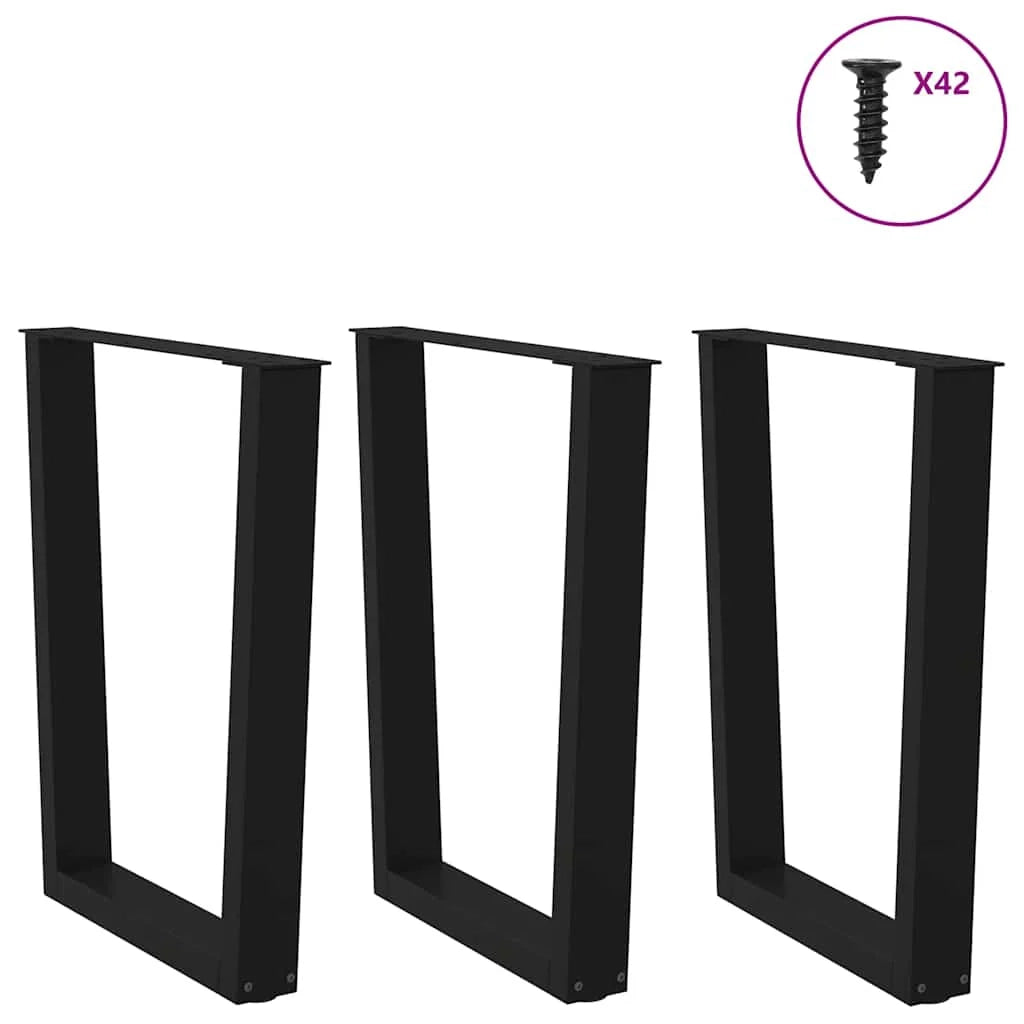Set di 3 gambe geometriche per tavolo da pranzo 70 x 73 cm con piedini regolabili stile moderno acciaio nero 02_0056946