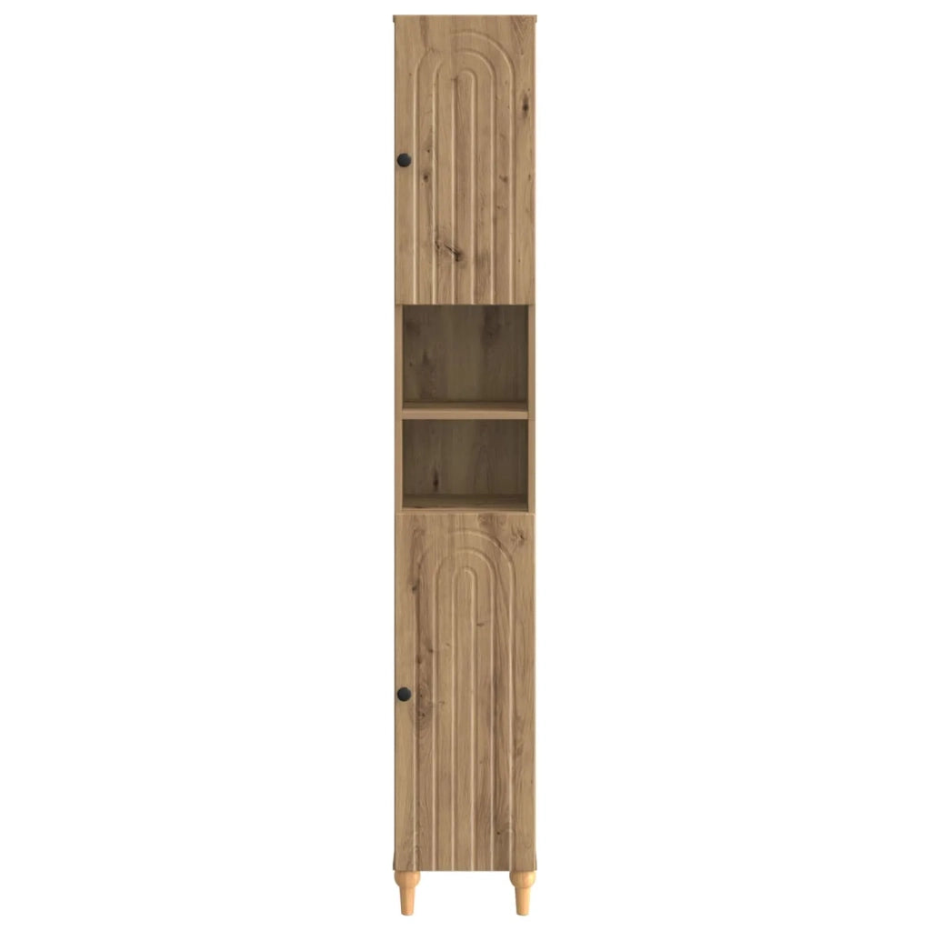 Armadio da Bagno con Ripiano Aperto ALKMAAR Rovere Artigianale 896164
