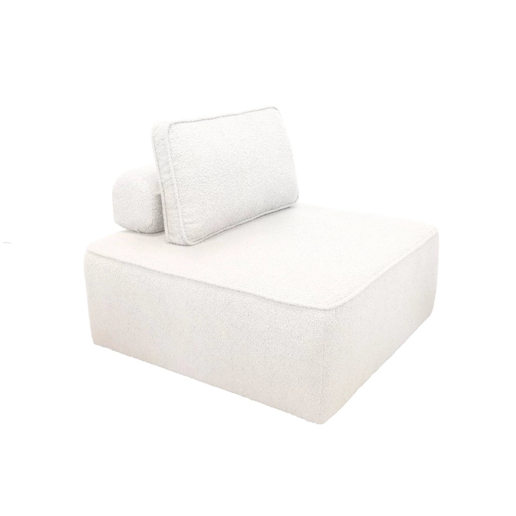 Modulo per divano modulare in tessuto bouclé, 1 posto, crema