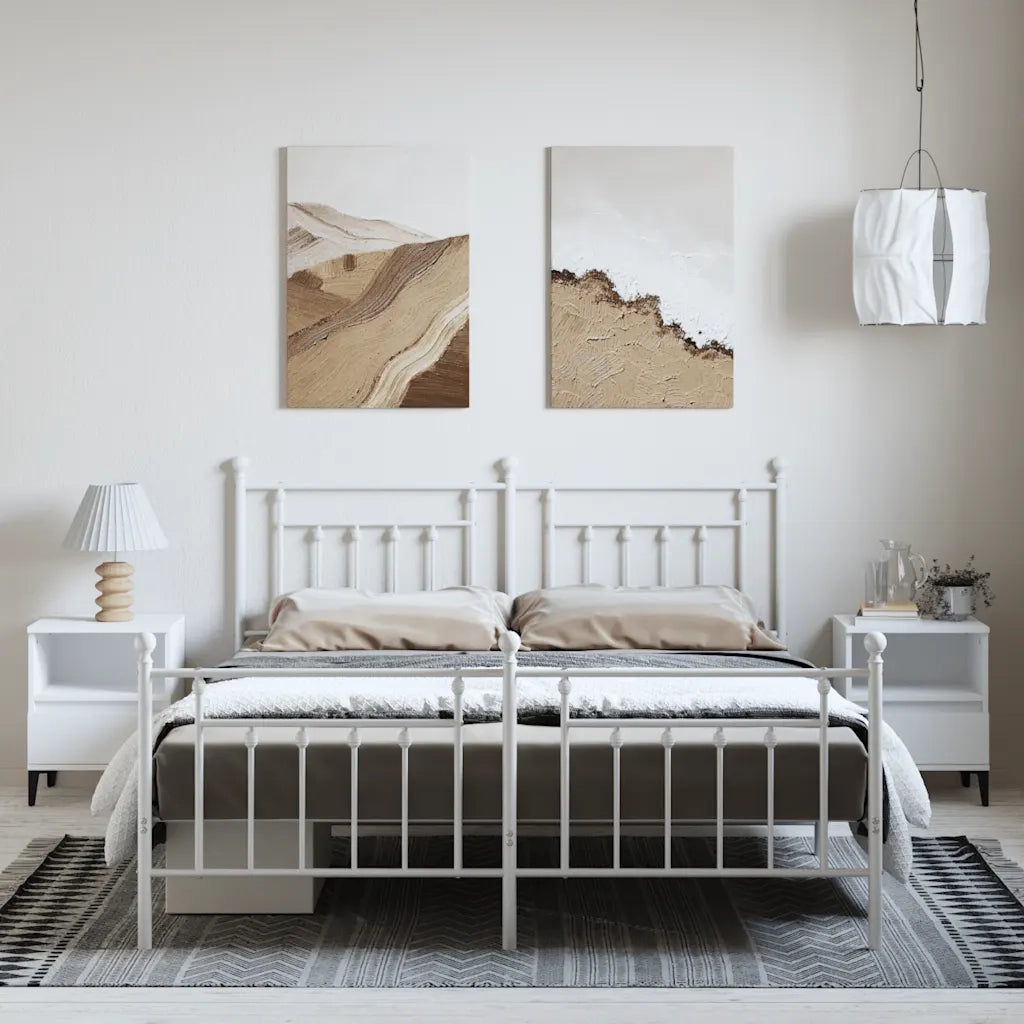 Giroletto con Testiera e Pediera Metallo Bianco 183x213 cm 353609