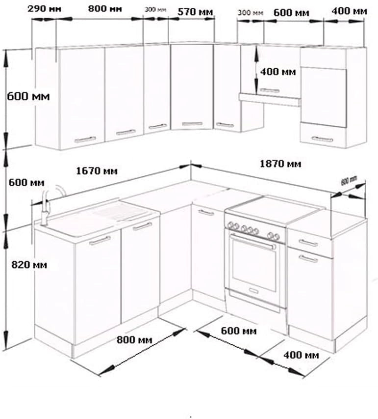 Cucina angolare completa Rick, Sonoma, 167 x 60 cm, PL Marmo con striscia LED