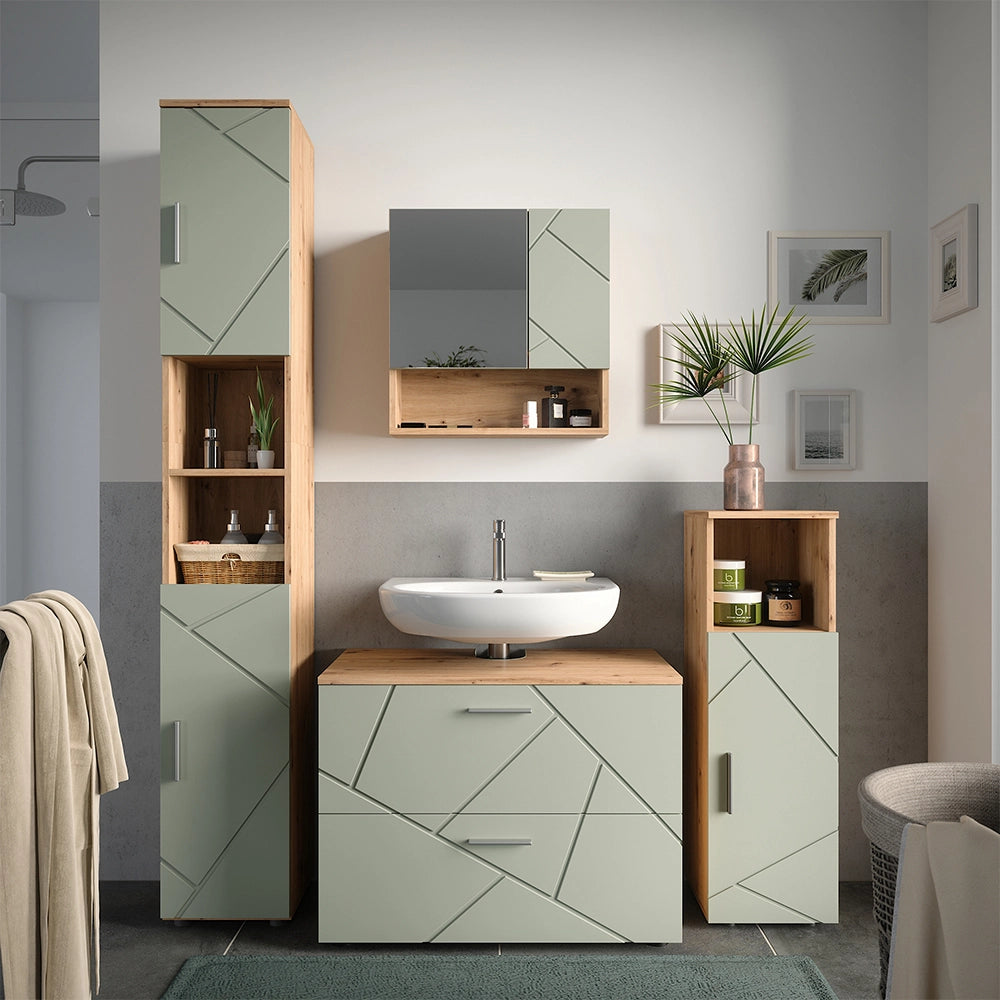 Vicco Set di mobili da bagno Verde salvia 4 parti