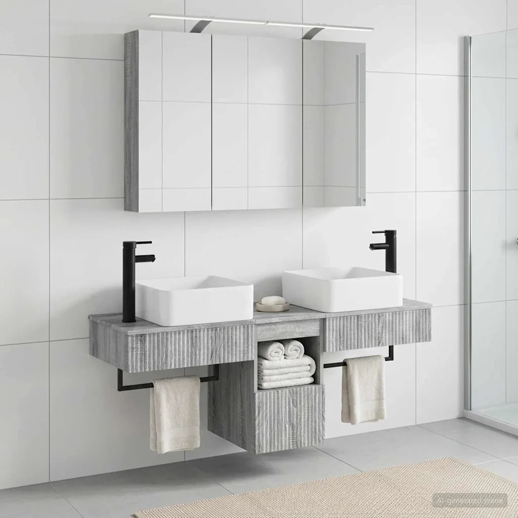 Set di Armadi da Bagno 4 pcs Sonoma grigio 100 x 14,5 x 70 cm 3406300