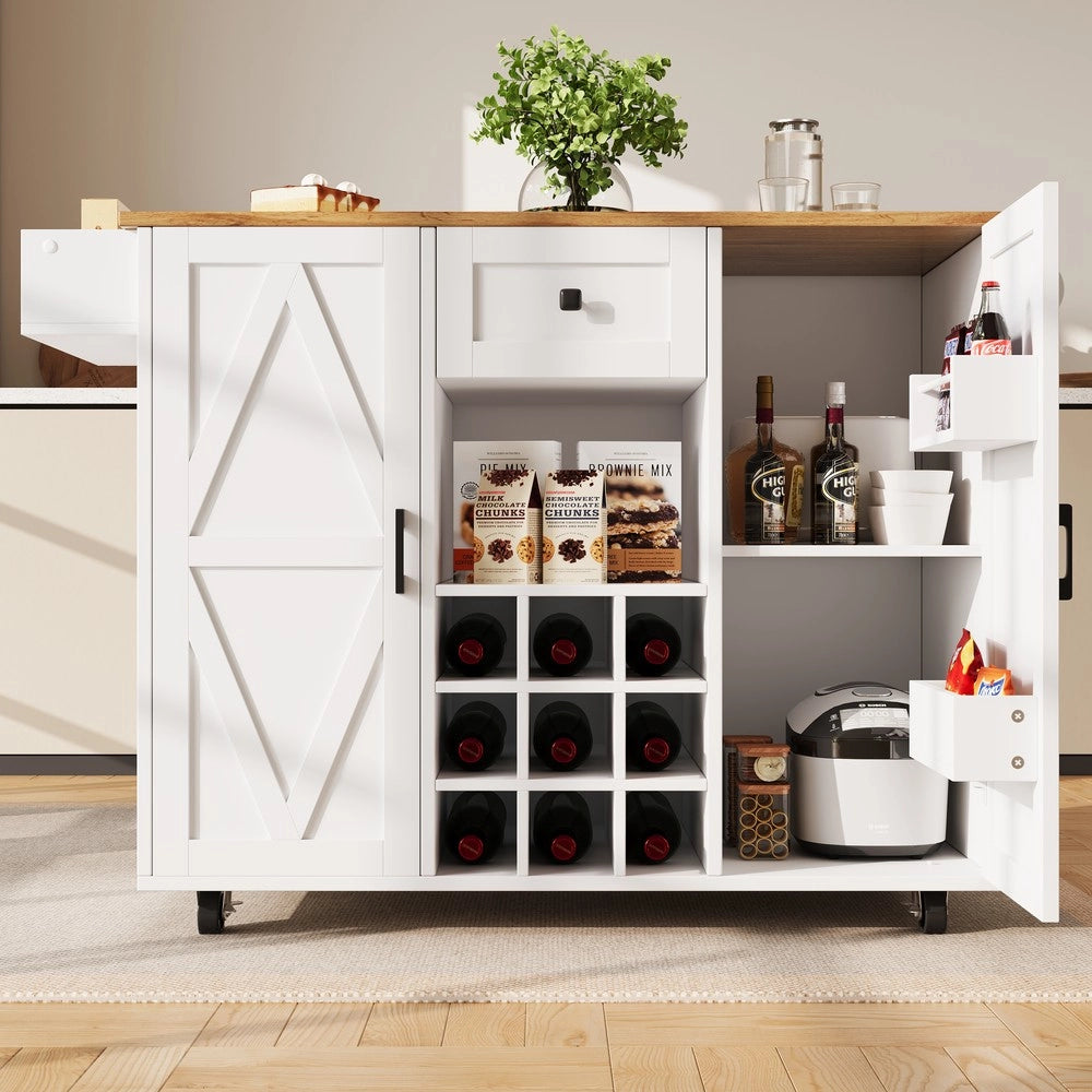 Isola Cucina Multifunzione con Cassetti e Ripiani ¨C Xylo ¨C Legno, Allungabile