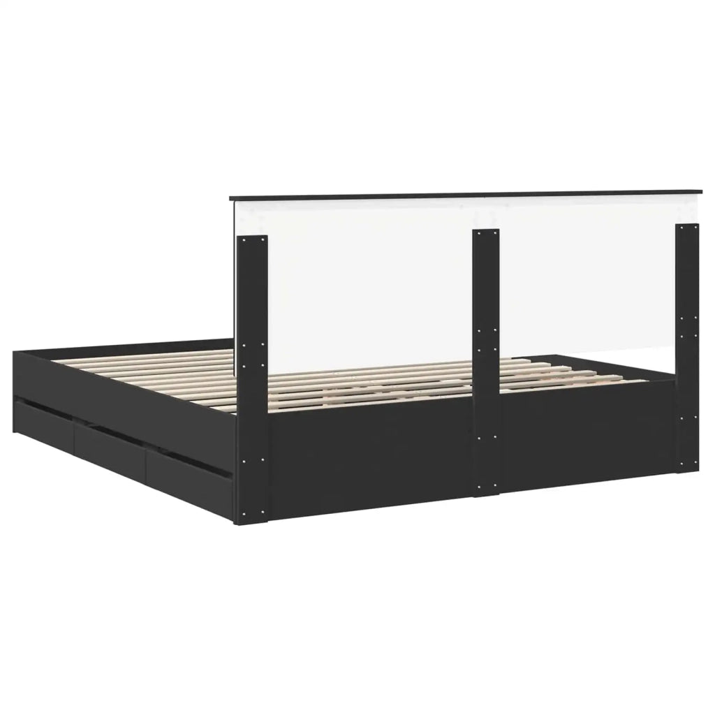 Struttura del letto-Giroletto Nero 180 x 200 cm Legno Ingegnerizzato 487241