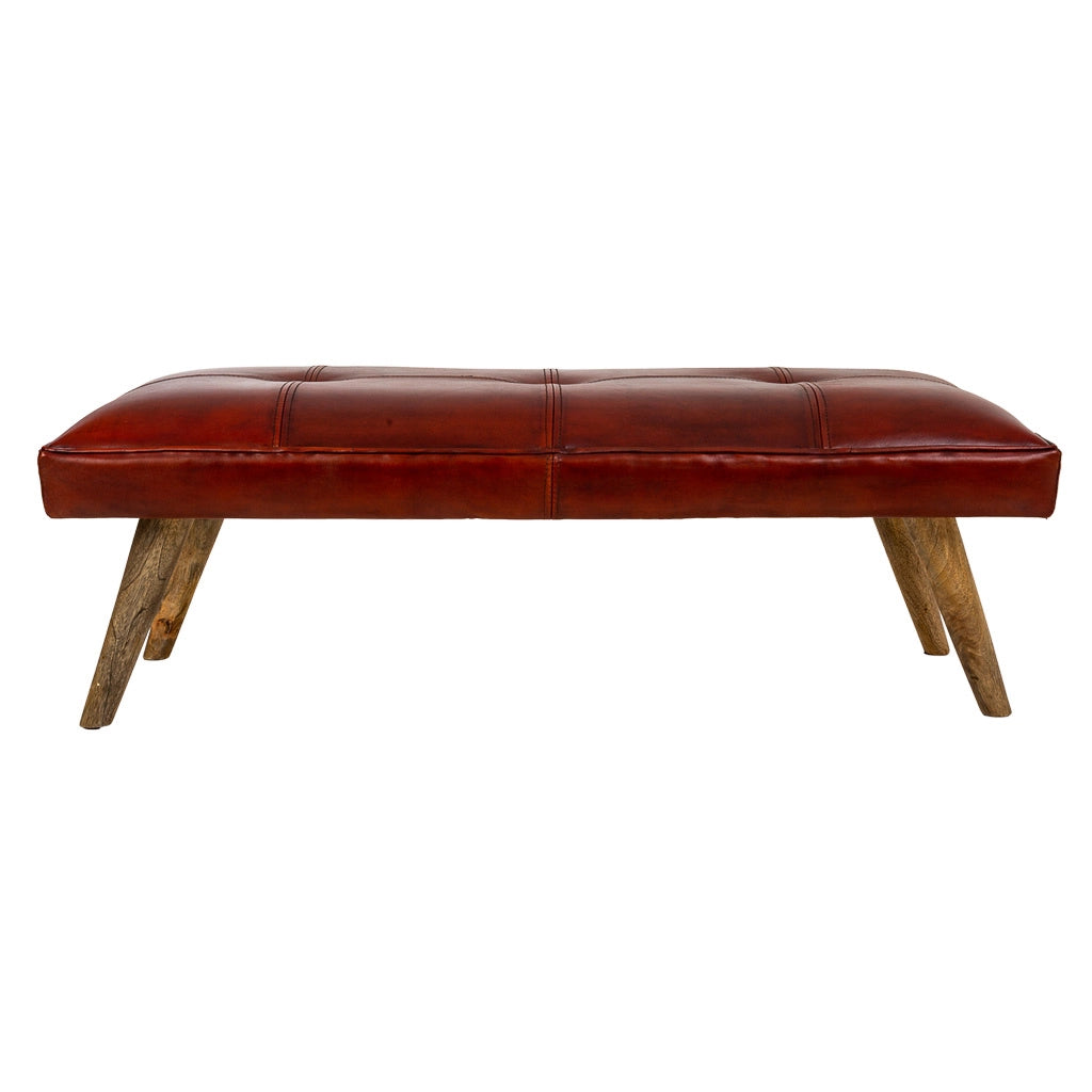 Sgabello in pelle rossa 115x53x38h