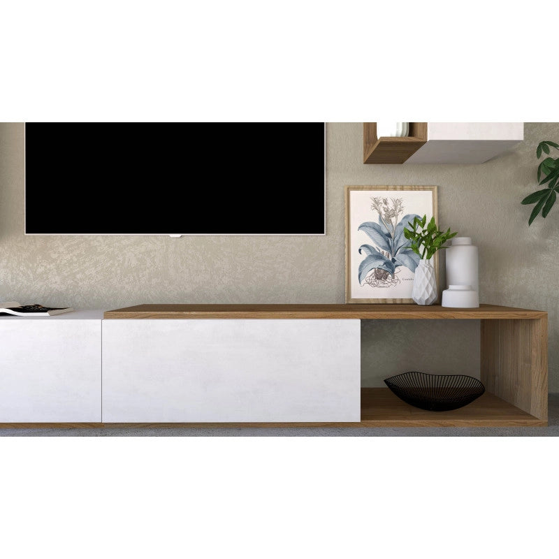 Composizione Armadio 282L x 45P x h230 – Finitura Legno Noce Stelvio e Bianco Opaco – Sarmog