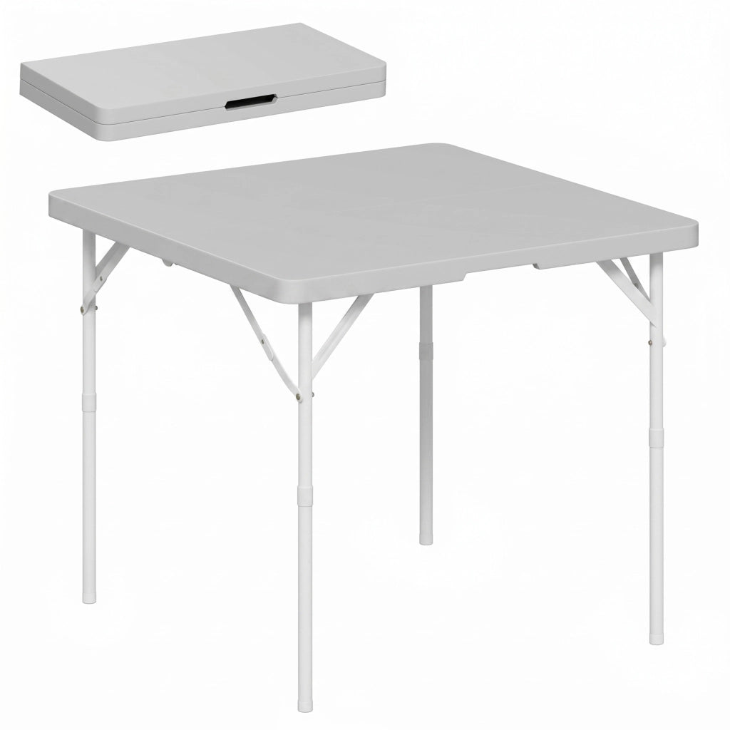 Tavolo da campeggio pieghevole ¨C zephmum ¨C grigio scuro, HDPE e metallo, 86x86x74 cm