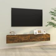Mobili TV Parete 2pz Rovere Fumo 100x30x30 cm Legno Multistrato 820466