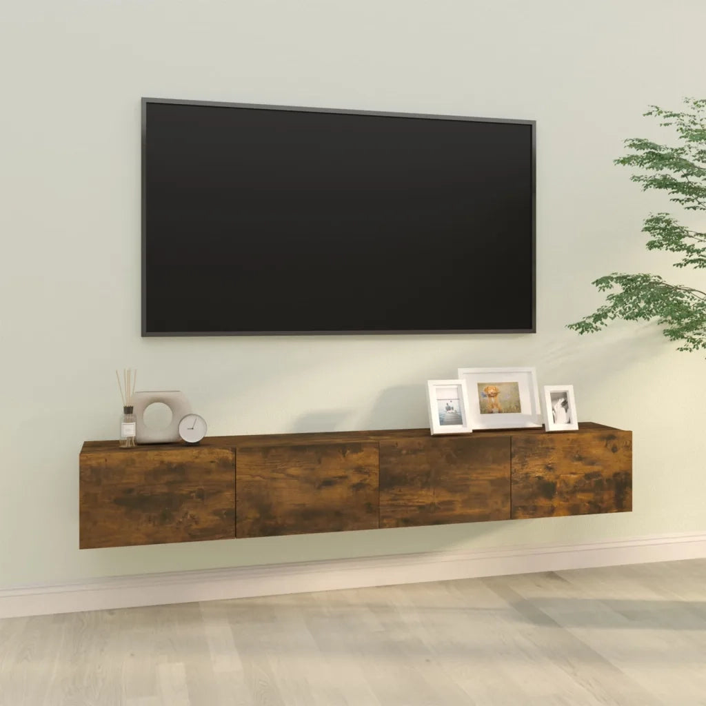 Mobili TV Parete 2pz Rovere Fumo 100x30x30 cm Legno Multistrato 820466