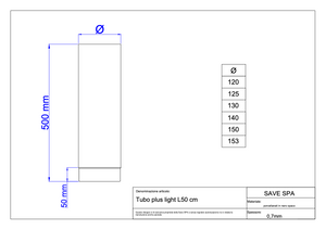 TUBO PER STUFA A LEGNA 'PLUS LIGHT' Ø 130x500 mm - SAVE