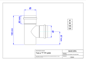 RACCORDO A T PER STUFE A PELLET 'LIGHT' Ø 80 mm - SAVE