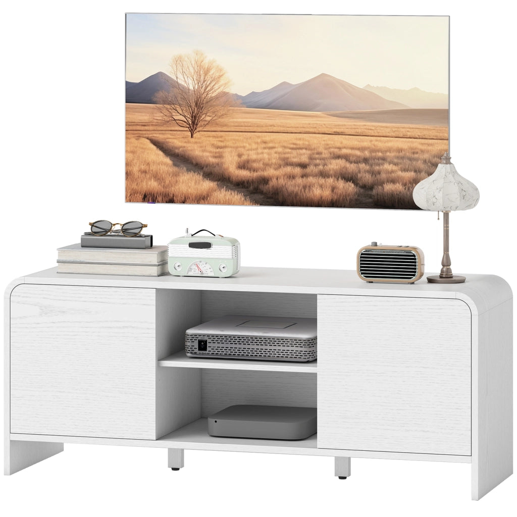 Mobile TV per televisori fino a 55 pollici ¨C zephmum ¨C 2 ante 2 compartimenti ripiano regolabile bianco 110x35x45cm