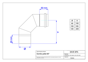 GOMITO A 90  ° PER STUFE A PELLET 'LIGHT'  EE ? 100 mm - SAVE