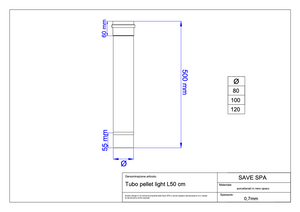 TUBO PER STUFE A PELLET 'LIGHT' Ø 100x500 mm - SAVE