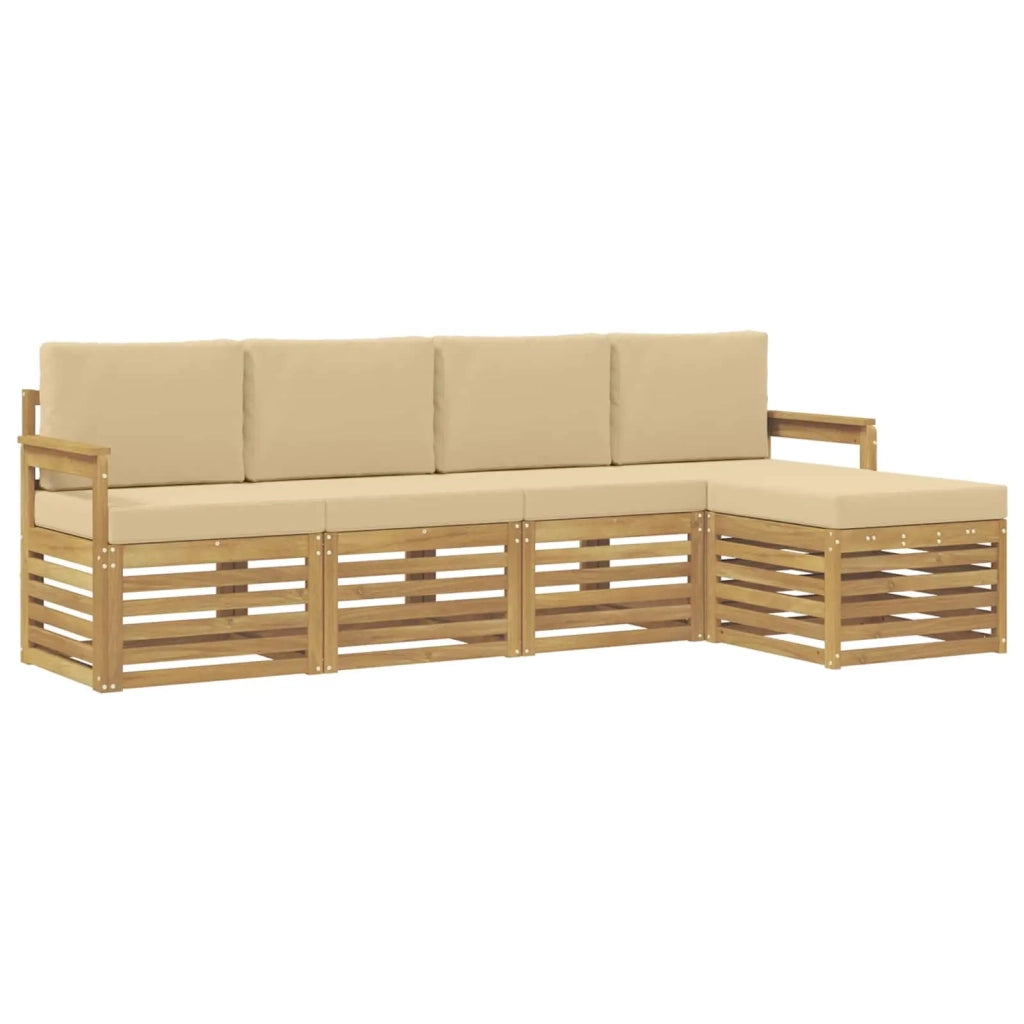 Set di divani da esterno 5 pcs Bianco e Beige