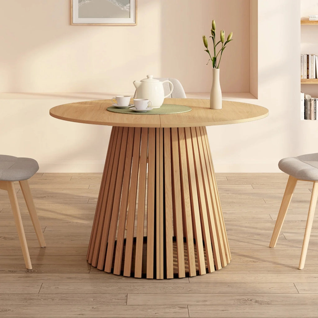 IDMarket - CARMEN tavolo da pranzo rotondo allungabile 4-10 persone gamba in legno 110-200 cm