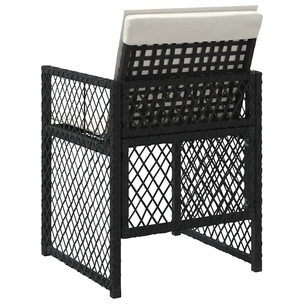 Sedie da Giardino con Cuscini 4 pz | Sedie da Esterno Nere in Polyrattan